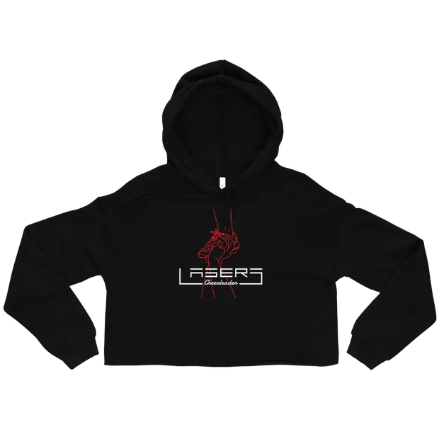 LASERS Cropped Hoodie Front Rot Weiß auf Schwarz