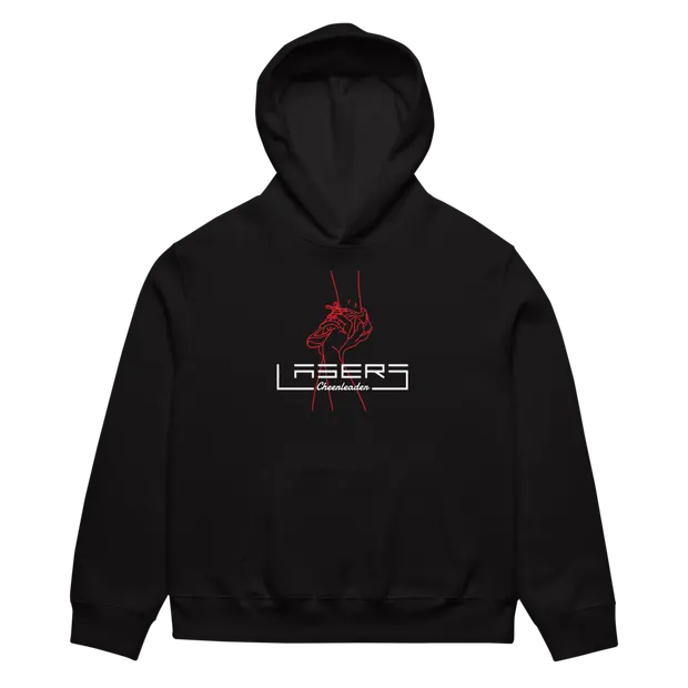 LASERS HOODIE Front Rot Weiß auf Schwarz